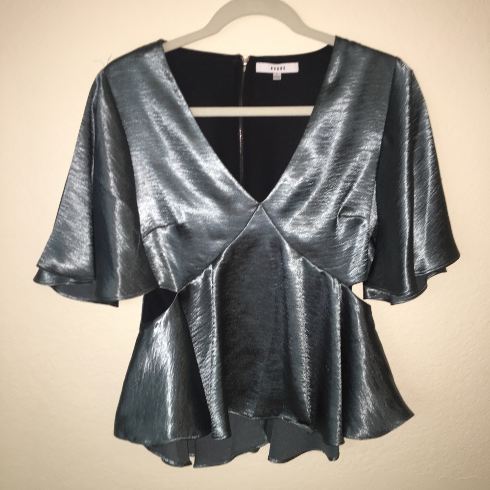 Metallic Satin blouse with side cutouts